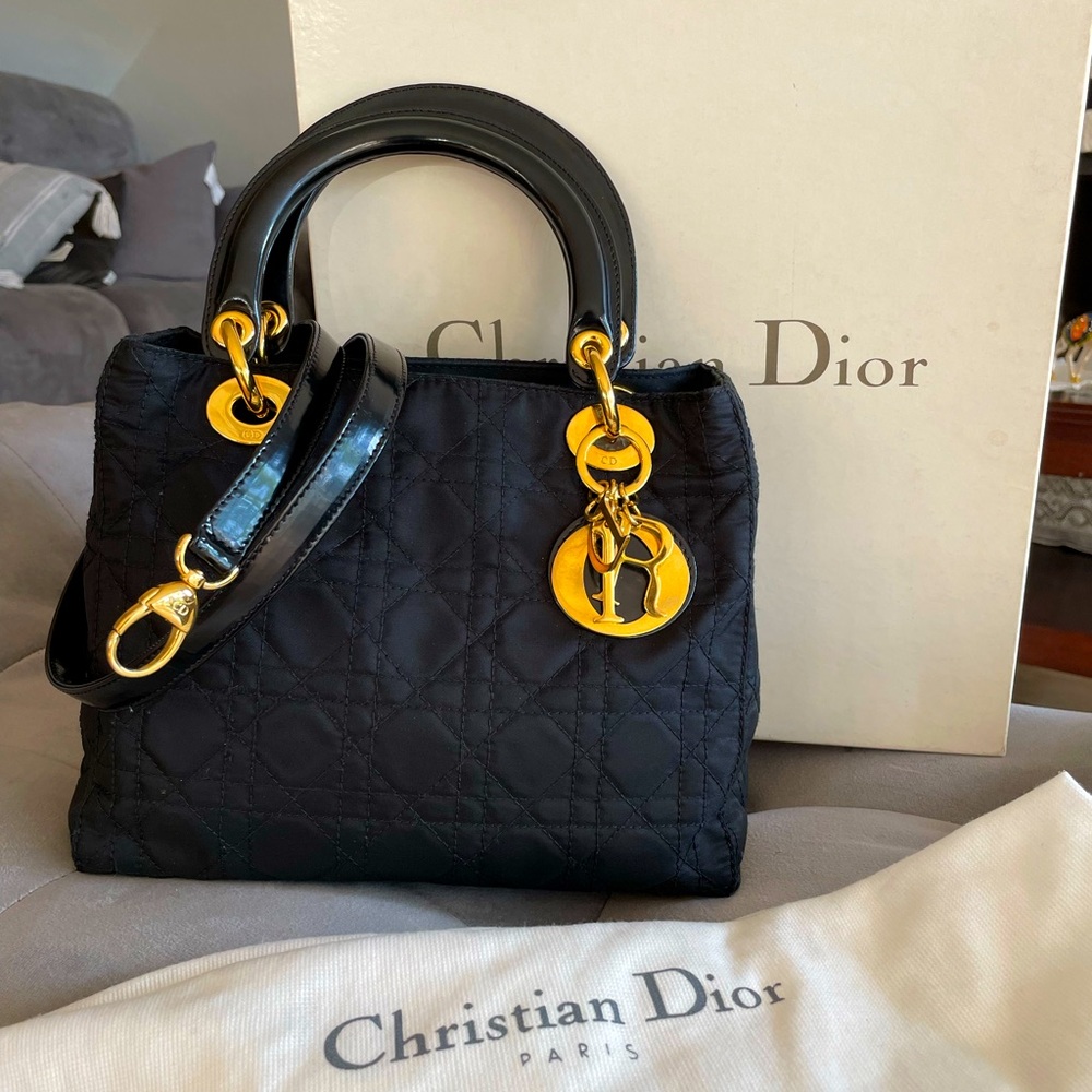 100%Authentic LadyDior/Christian Dior Nylon Medium bag black excellent condition